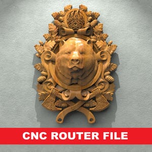 Bear Head STL File CNC Router Engraver, 3D Relief File Artcam Aspire CNC files Wood Art Wall Decor VCarve Relief Cut3d