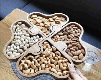 Heart Puzzle Serving Plate, Boheme Nut Tray Cnc Router Files For Wood Tray, Files For Cnc Router, Dxf, Dwg, Stl, Svg, Laser Cutter, Engraver