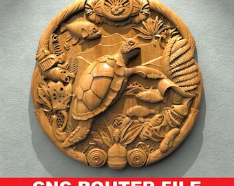 Fichiers de routeur cnc, fichier Stl de tortue de mer pour le bois, fichiers de bas-relief 3D Caretta Caretta, fichiers de panneau mural