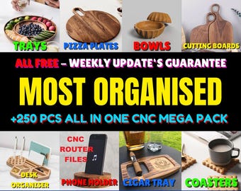Cnc Files For Wood Router Mega Cnc Pack, 250 Cnc Cut Files For Cnc Router, Dxf, Dwg, Eps, Stl, Svg, Cnc Router, Laser Cutter, Engraver