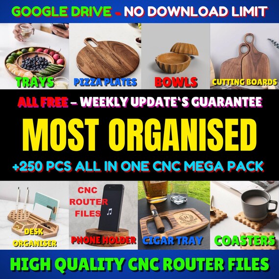 Cnc Files For Wood Router Mega Cnc Pack, 250 Cnc Cut Files For Cnc Router, Dxf, Dwg, Eps, Stl, Svg, Cnc Router, Laser Cutter, Engraver