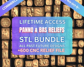 Cnc Fräser Panno & Bas Reliefs Reliefdateien Mega Bundle, +600 Stück Wanddekor, Stl-Datei für CNC-Fräser, Stl-Dateien für Cnc Engraver
