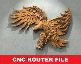 Eagle Head Wall STL File CNC Router Engraver, 3D Relief File Artcam Aspire CNC files Wood Art Wall Decor VCarve Relief Cut3d