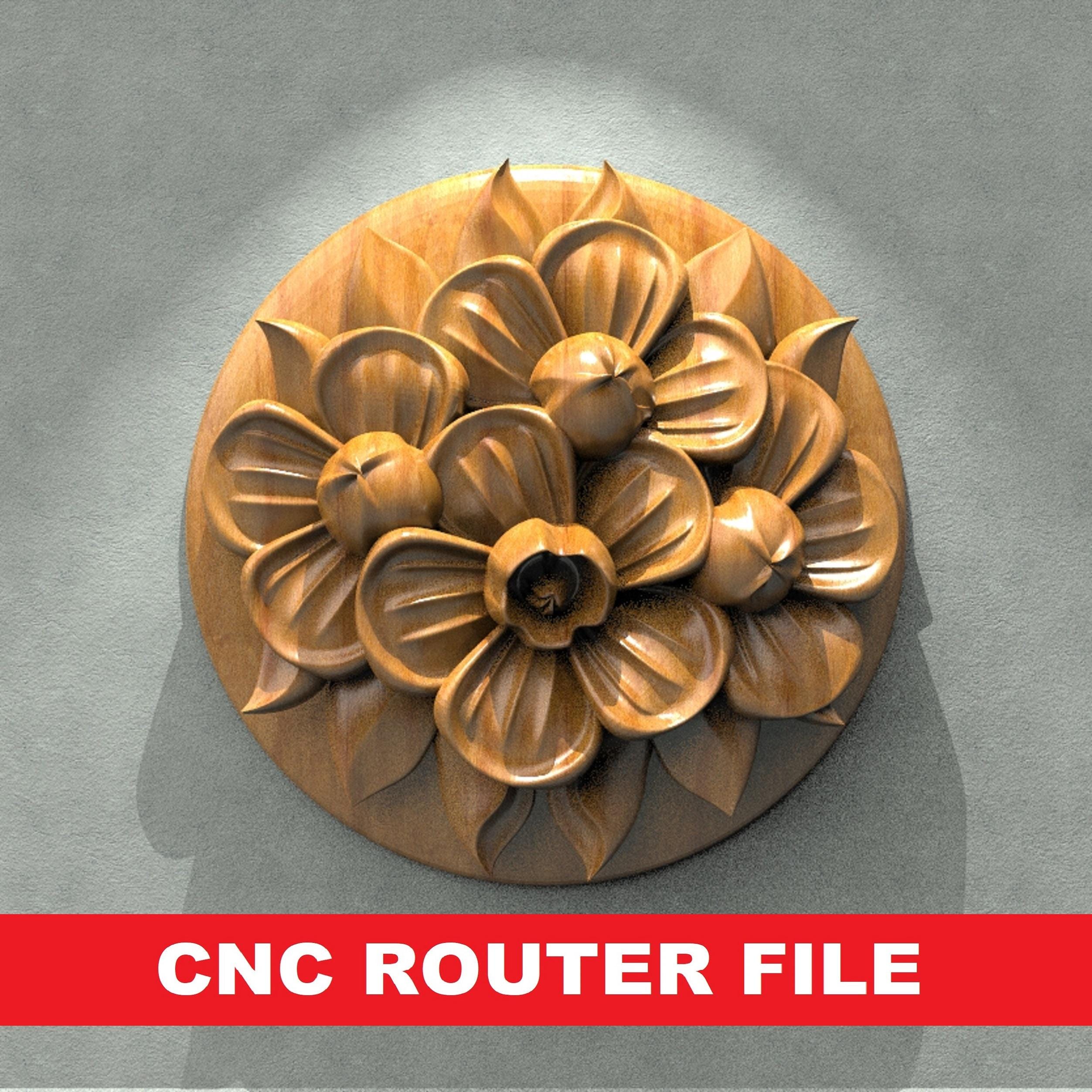 Flower STL File CNC Router Engraver, 3D Relief File Artcam Aspire CNC ...