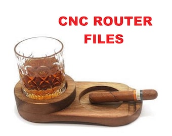 Whiskey and Cigar Tray, Ashtray Cnc Router Files For Wood, Files For Cnc Router, Dxf, Dwg, Eps, Stl, Svg, Cnc Router, Laser Cutter, Engraver