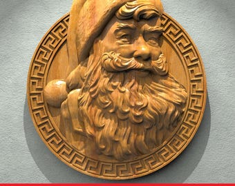Christmas Santa Claus, Noel STL File CNC Router Engraver, 3D Relief File Artcam Aspire CNC files Wood Art Wall Decor VCarve Relief Cut3d