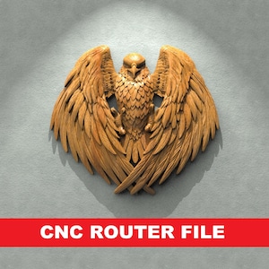 Eagle Crest Wall STL File CNC Router Engraver, 3D Relief File Artcam Aspire CNC files Wood Art Wall Decor VCarve Relief Cut3d