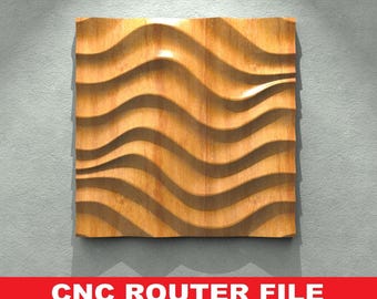 3D Wave Panel STL File – CNC Router Relief Model for Decorative Wall Panel 3D Relief File CNC files Wall Decor Artcam, Aspire, VCarve, Cut3d