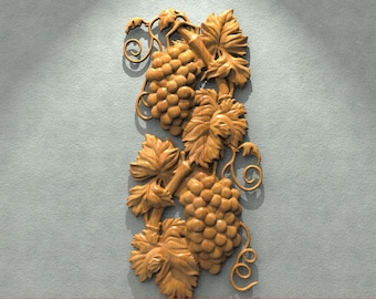 Grape STL File CNC Router Engraver, 3D Relief File Artcam Aspire CNC files Wood Art Wall Decor VCarve Relief Cut3d