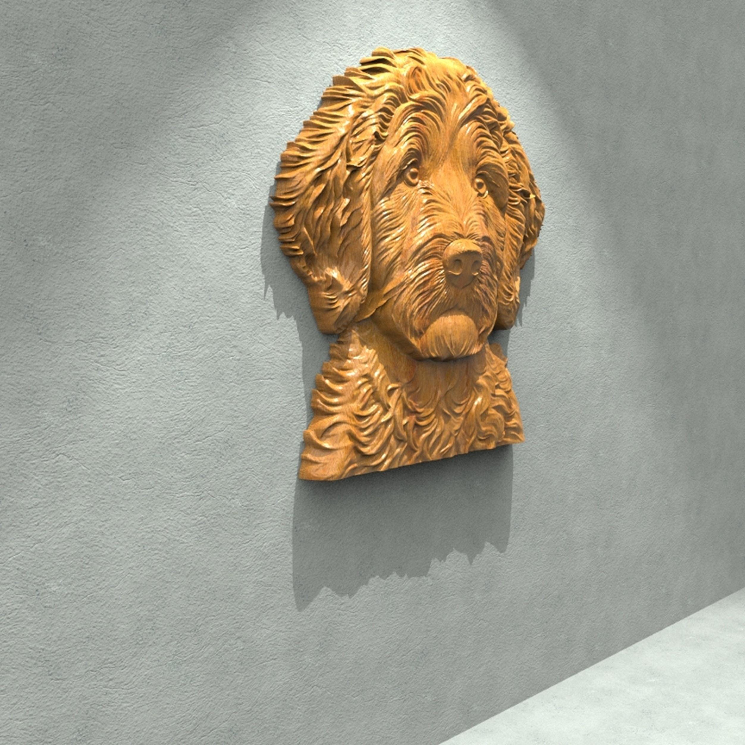 CNC Router File Dog Portrait STL - Labradoodle Relief Carving Model ...