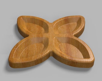 Vassoio da portata Clover, file per fresatrice CNC per legno, file per fresatrice CNC, Dxf, Dwg, Eps, Stl, Svg, fresatrice CNC, taglierina laser, incisore