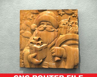 Christmas Santa Claus, Noel STL File CNC Router Engraver, 3D Relief File Artcam Aspire CNC files Wood Art Wall Decor VCarve Relief Cut3d