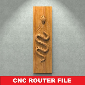 Snake STL File CNC Router Engraver, 3D Relief File Artcam Aspire CNC files Wood Art Wall Decor VCarve Relief Cut3d