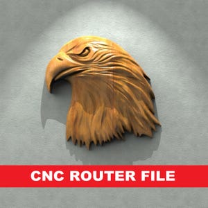 Eagle Head Wall STL File CNC Router Engraver, 3D Relief File Artcam Aspire CNC files Wood Art Wall Decor VCarve Relief Cut3d
