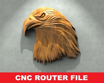 Eagle Head Wall STL File CNC Router Engraver, 3D Relief File Artcam Aspire CNC files Wood Art Wall Decor VCarve Relief Cut3d