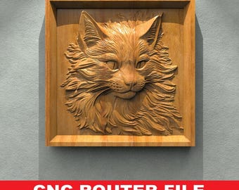 Cnc Router Files, Cat Cnc Stl Files For Wood, 3D Bas Relief Files CNC files Wood Art Wall Panel