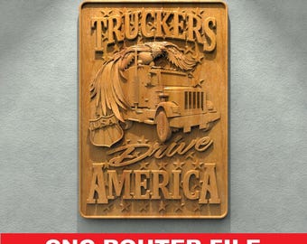 Truckers Drive America STL Relief – 3D Mythology Wall Art Model for CNC Carving & 3D Printing – Ancient Greek Roman Decor - Cut3d Aspire