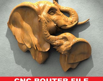 Cnc Router Files, Elephant Cnc Stl Files For Wood, 3D Bas Relief Files CNC files Wood Art Wall Panel
