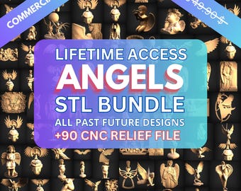Cnc Fräser Engel Relief Dateien Mega Bundle, 90 Stück Wanddekor, Stl-Datei für CNC-Fräser, Stl-Dateien für CNC-Schneideplotter, Engraver