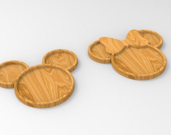 Bandeja de servir Mickey Mouse, archivos para fresadora CNC de madera, archivos para fresadora CNC, Dxf, Dwg, Eps, Stl, Svg, fresadora CNC, cortadora láser, grabadora