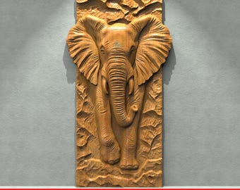 Cnc Router Files, Elephant Cnc Stl Files For Wood, 3D Bas Relief Files CNC files Wood Art Wall Panel