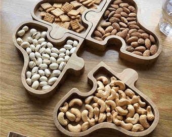 Heart Puzzle Serving Plate, Nut Tray Cnc Router Files For Wood Tray, Files For Cnc Router, Dxf, Dwg, Stl, Svg, Laser Cutter, Engraver