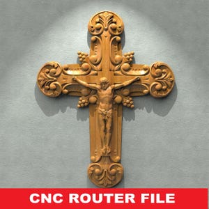 Jesus Chris and Cross STL File CNC Router Engraver, 3D Relief File Artcam Aspire CNC files Wood Art Wall Decor VCarve Relief Cut3d