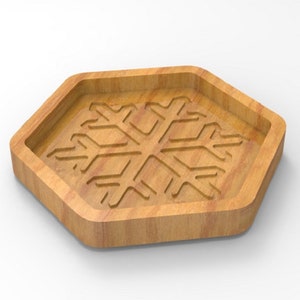 Snowflake Serving Tray Cnc Router Files For Wood, Files For Cnc Router, Dxf, Dwg, Eps, Stl, Svg, Cnc Router, Laser Cutter, Engraver