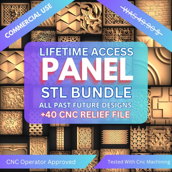 Cnc Router Panel Relief Files Mega Bundle, +40 Pcs Wall Decor, Stl File For CNC Router, Stl Files For Cnc Cutter, Engraver