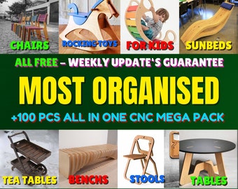 Furniture Cnc Router Files Mega Bundle +100 Cnc & Laser Cut Files For Cnc Router, Dxf, Svg, Cdr, Pdf Cnc Router, Laser Cutter, Engraver