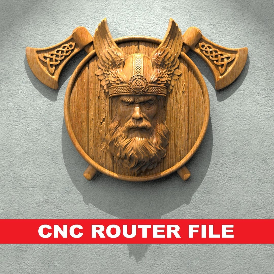 Viking Warrior 3D STL Model for CNC Router, Norse Mythology Odin Wall ...