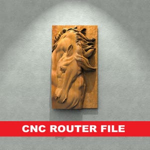 Horse STL File CNC Router Engraver, 3D Relief File Artcam Aspire CNC files Wood Art Wall Decor VCarve Relief Cut3d