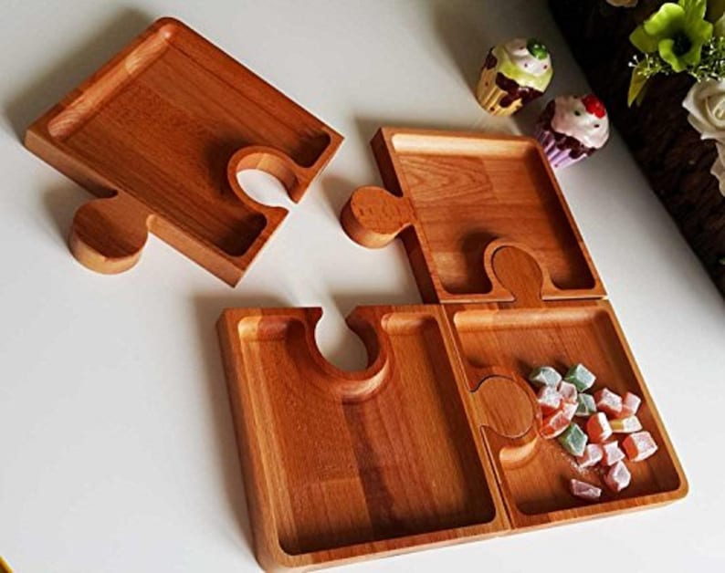 Plato para servir con diseño de rompecabezas, bandeja para frutos secos, archivos para fresadora CNC para bandeja de madera, archivos para fresadora CNC, Dxf, Dwg, Stl, Svg, fresadora CNC, cortadora láser, grabadora imagen 5