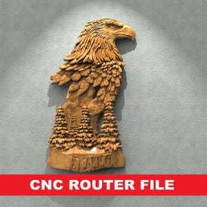 Eagle And Tree STL File CNC Router Engraver, 3D Relief File Artcam Aspire CNC files Wood Art Wall Decor VCarve Relief Cut3d