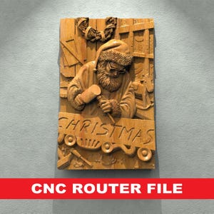 Christmas Santa Claus, Noel STL File CNC Router Engraver, 3D Relief File Artcam Aspire CNC files Wood Art Wall Decor VCarve Relief Cut3d