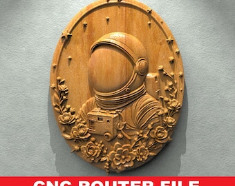 Astronaut STL File – CNC Router Relief Model for Decorative Wall Panel 3D Relief File CNC files Wall Decor Artcam, Aspire, VCarve, Cut3d