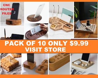 Pack Of 10 Desk Organizer Cnc Cut Files For Cnc Router, Dxf, Dwg, Eps, Stl, Svg, Cnc Router, Laser Cutter, Engraver Office Accesories