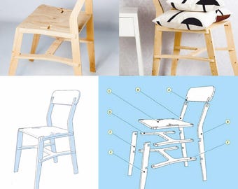 Chair CNC  File wooden chair, cnc chair, laser cut files, cnc files, dxf files, vcarve files, cnc wooden furniture, cdr files, cnc carving