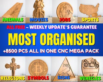 Cnc Router Relief Files Mega Bundle, +8500 Pcs Wall Decor, Stl File For CNC Router, Stl Files For Cnc Cutter, Engraver