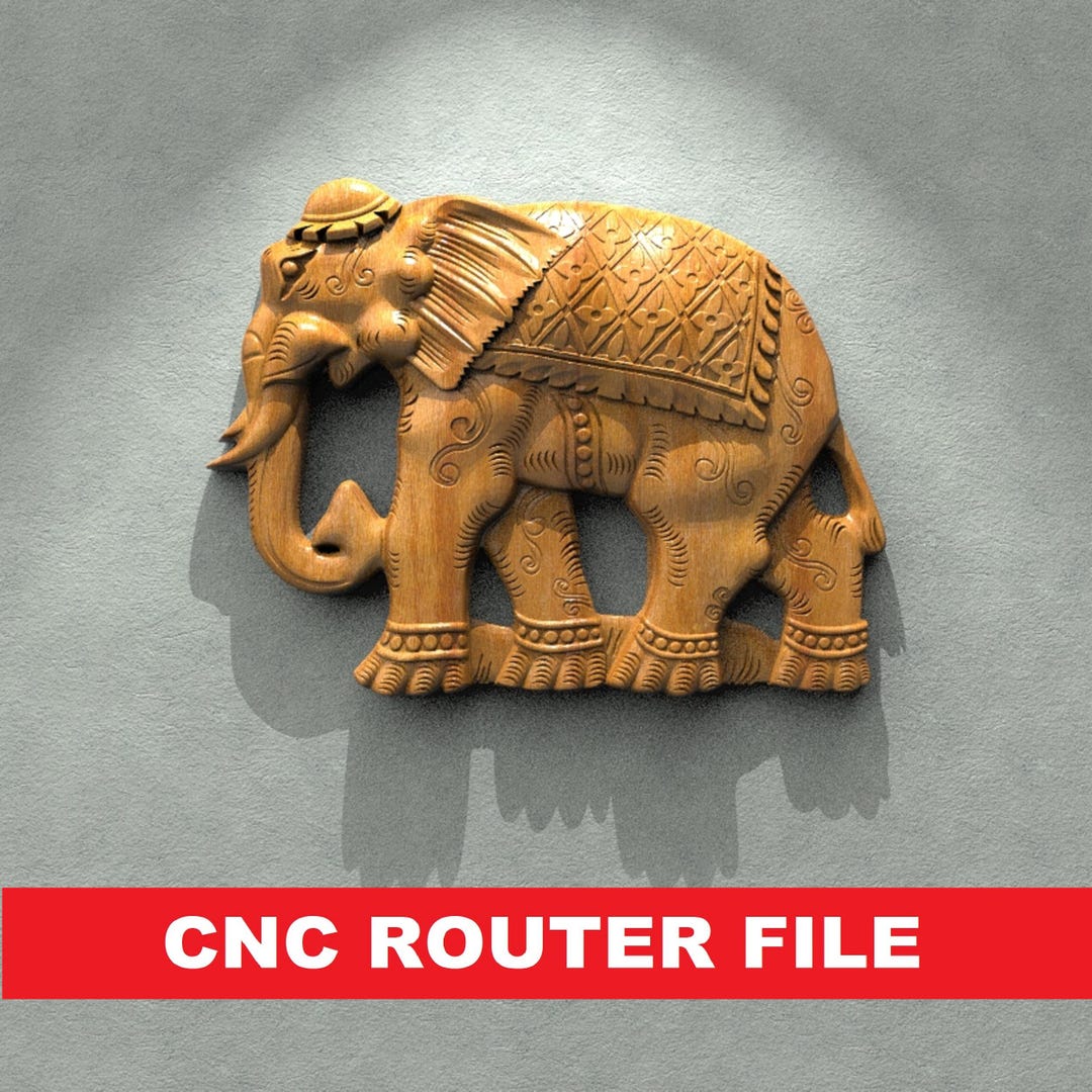 Elephant STL File CNC Router Engraver, 3D Relief File Artcam Aspire CNC ...