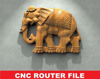 Elephant STL File CNC Router Engraver, 3D Relief File Artcam Aspire CNC files Wood Art Wall Decor VCarve Relief Cut3d