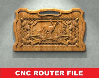 Deer Hunting STL File CNC Router Engraver, 3D Relief File Artcam Aspire CNC files Wood Art Wall Decor VCarve Relief Cut3d