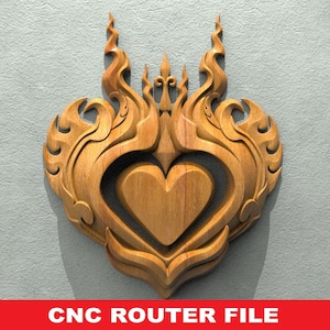 Heart Panno STL Model CNC Router Engraver Artcam Aspire CNC files Wood Art Wall Decor VCarve Relief Cut3d