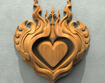 Heart Panno STL Model CNC Router Engraver Artcam Aspire CNC files Wood Art Wall Decor VCarve Relief Cut3d