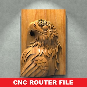 Eagle Head Wall STL File CNC Router Engraver, 3D Relief File Artcam Aspire CNC files Wood Art Wall Decor VCarve Relief Cut3d