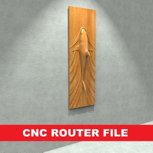 Shark STL File CNC Router Engraver, 3D Relief File Artcam Aspire CNC files Wood Art Wall Decor VCarve Relief Cut3d
