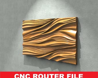 3D Wave Panel STL File – CNC Router Relief Model for Decorative Wall Panel 3D Relief File CNC files Wall Decor Artcam, Aspire, VCarve, Cut3d