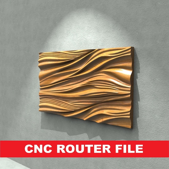 3D Wave Panel STL File – CNC Router Relief Model for Decorative Wall Panel 3D Relief File CNC files Wall Decor Artcam, Aspire, VCarve, Cut3d
