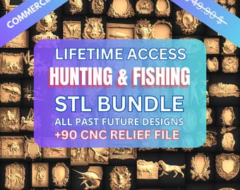 Cnc Router Hunting & Fishing Relief Files Mega Bundle, 90 Pcs Wall Decor, Stl File For CNC Router, Stl Files For Cnc Cutter, Engraver