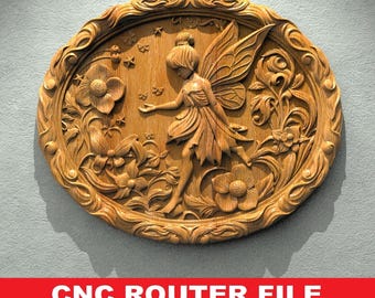 Magical Garden Fairy 3D STL Relief Design for CNC Router and Wood Carving